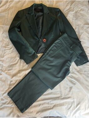 Tailored Dark Green Women's Suit Pants - Classic Straight Leg